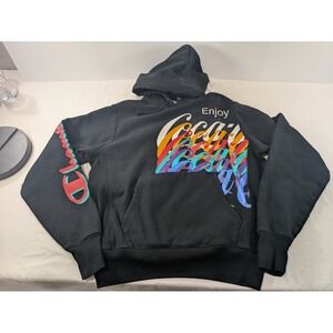 Champion Hoodie Mens Womens Medium Black Reverse Weave Coca Cola Sweatshirt